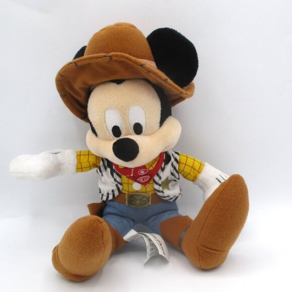 Disney Parks Mickey Mouse Cowboy Plush Doll 11" Toy Authentic Original With Hat - Picture 1 of 5